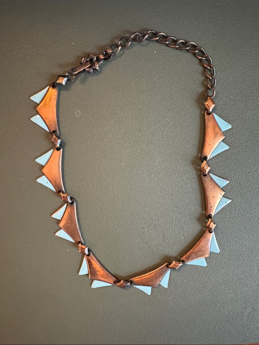 1950s Vintage Renoir Copper Choker Necklace with Enamel Accents